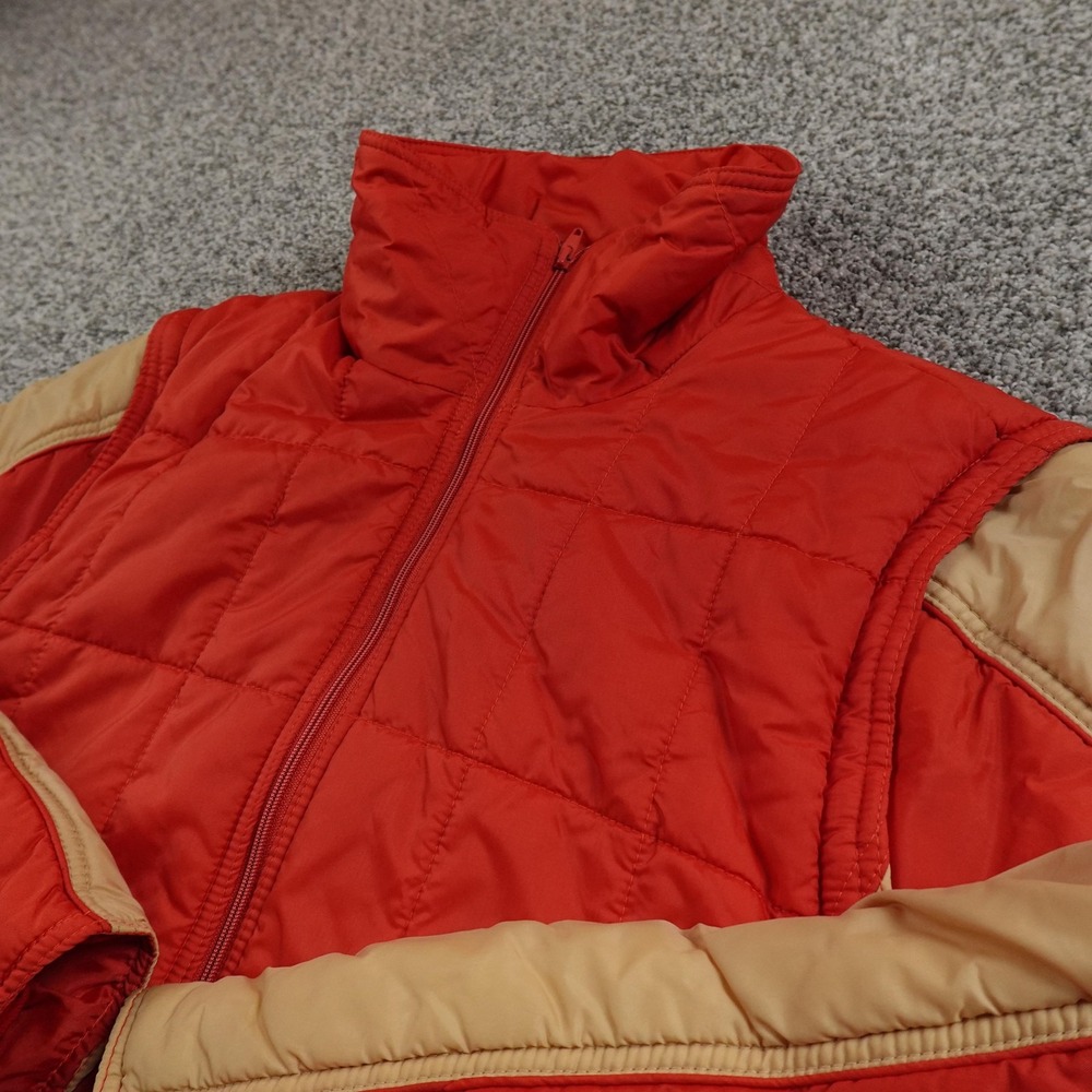 VTG JC Penney Jacket Mens‎ XL Orange Beige Quilted Puffer Bomber Coat Korea 80s